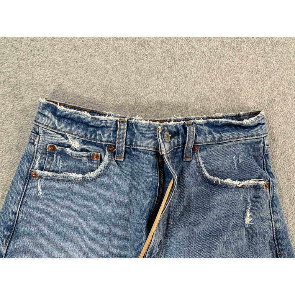 Abercrombie & Fitch Distressed 5 Pocket Jean Shorts (Women's Size 2) Blue - 2" - Picture 3 of 9